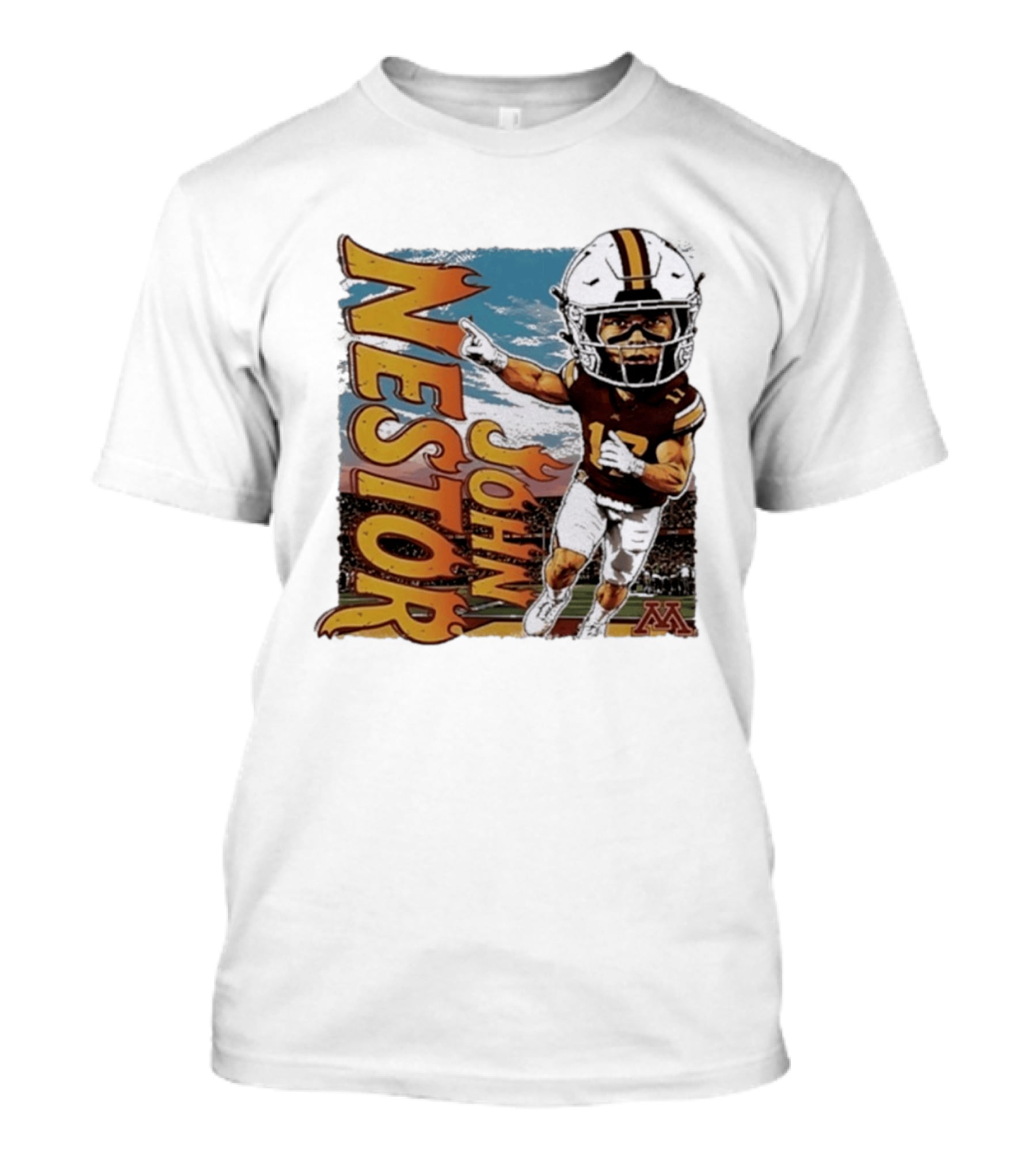 John Nestor Minnesota Golden Gophers Football Player Caricature 17 Football Helmet Minnesota T-Shirt