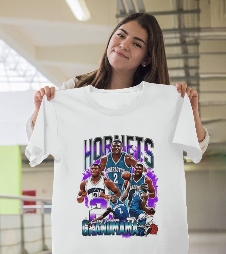 Charlotte Hornets Larry Johnson Basketball Grandmama 2 T-Shirt
