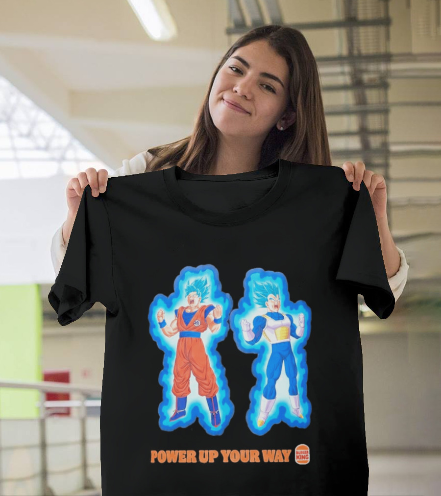Burger King Dragon Ball Super Power Up Your Way Collaboration Featuring Iconic Saiyan Characters T-Shirt