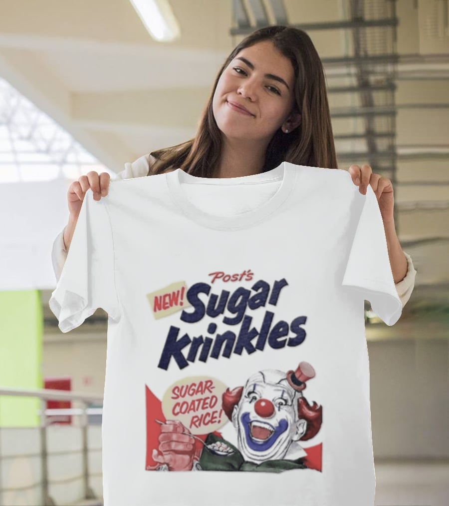Post's New Sugar Krinkles Sugar Coated Rice Clown Cereal T-Shirt