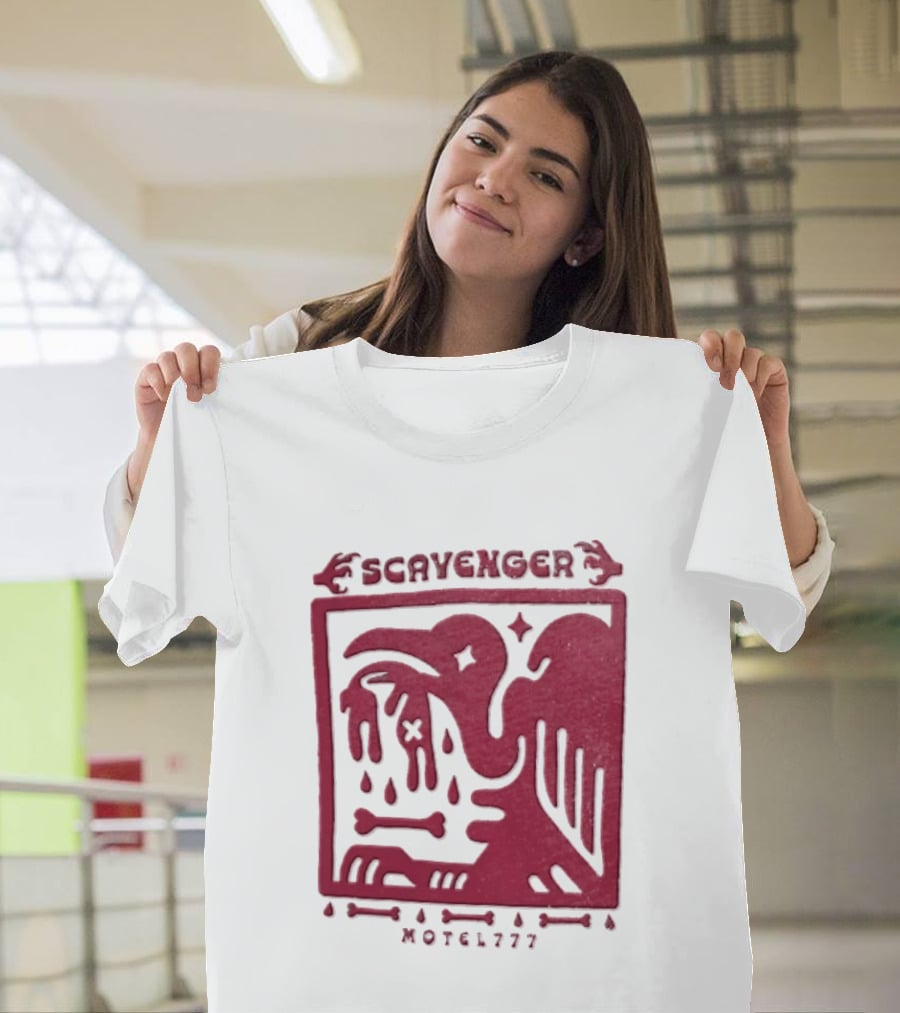Scavenger Motel 777 Bird Design With Bones And Droplets T-Shirt