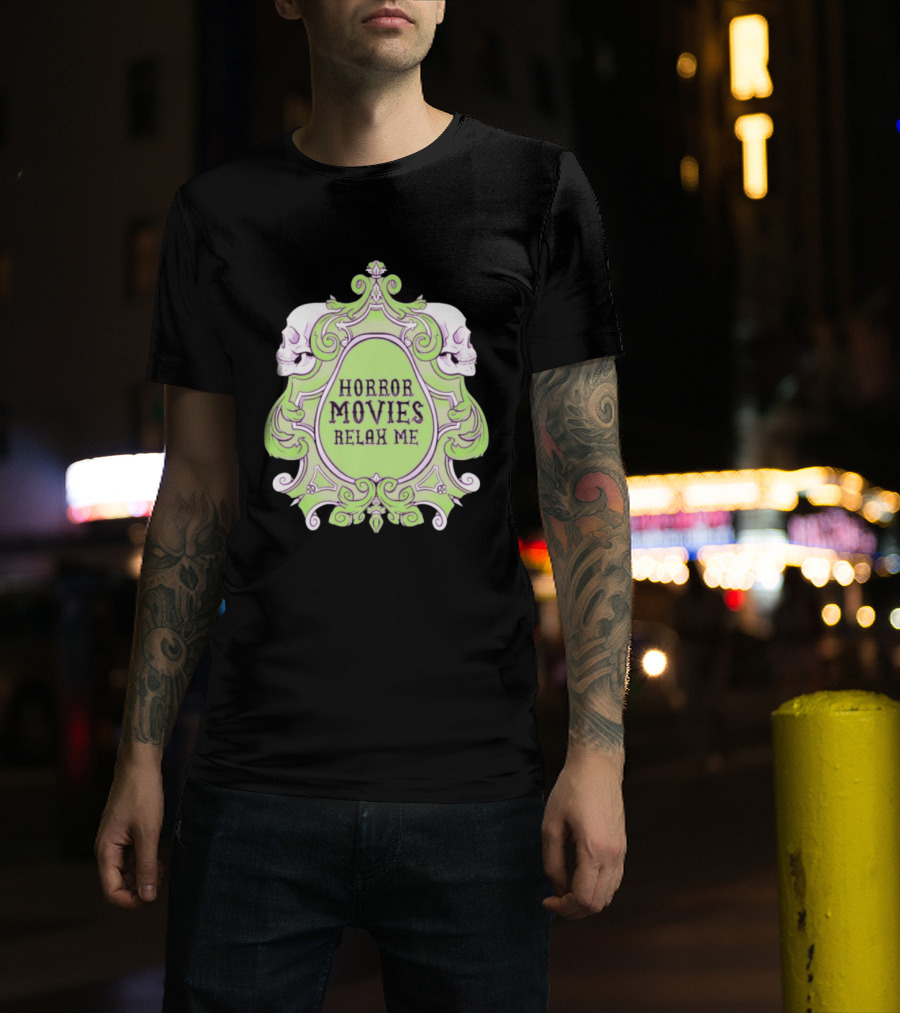 Horror Movies Relax Me Spooky Aesthetic Skulls Gothic Frame T-Shirt