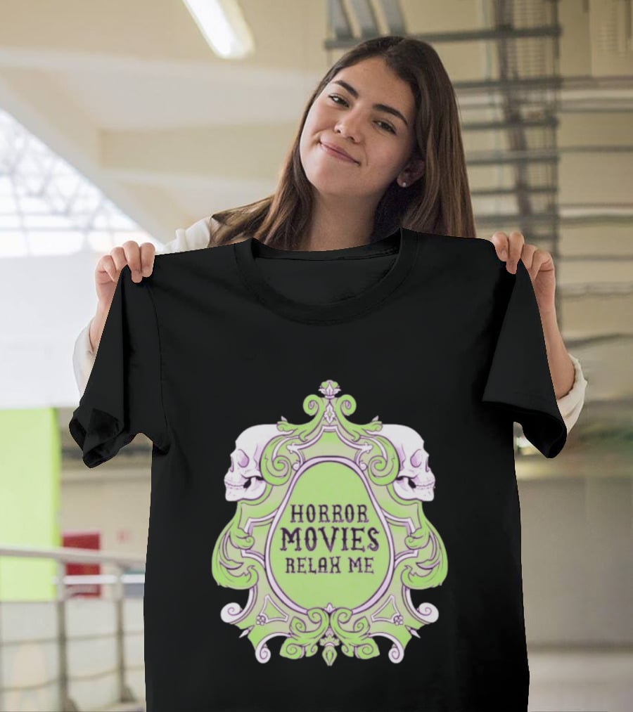 Horror Movies Relax Me Spooky Aesthetic Skulls Gothic Frame T-Shirt