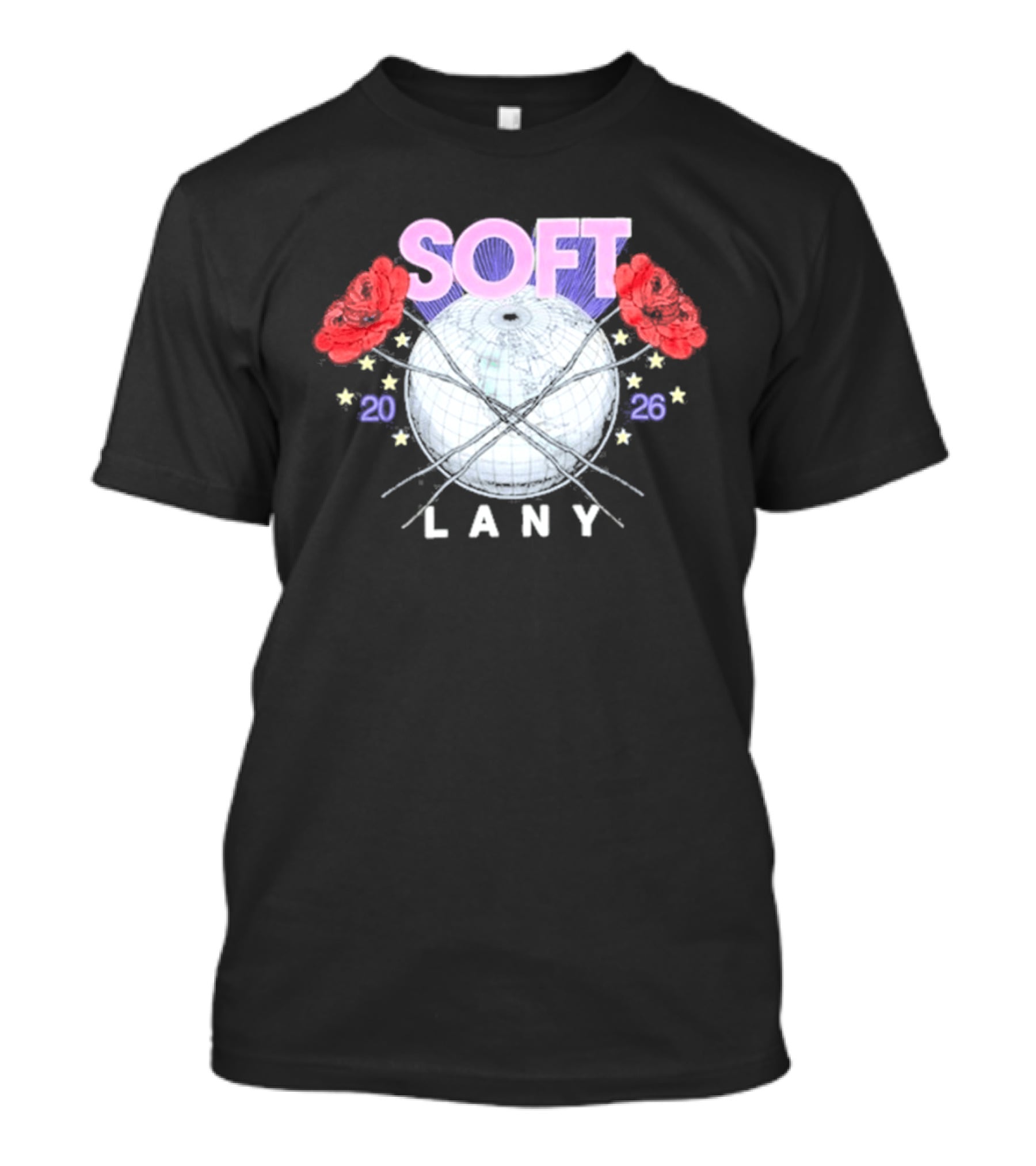 LANY Soft World Tour 2026 Glowing Globe And Red Roses T-Shirt