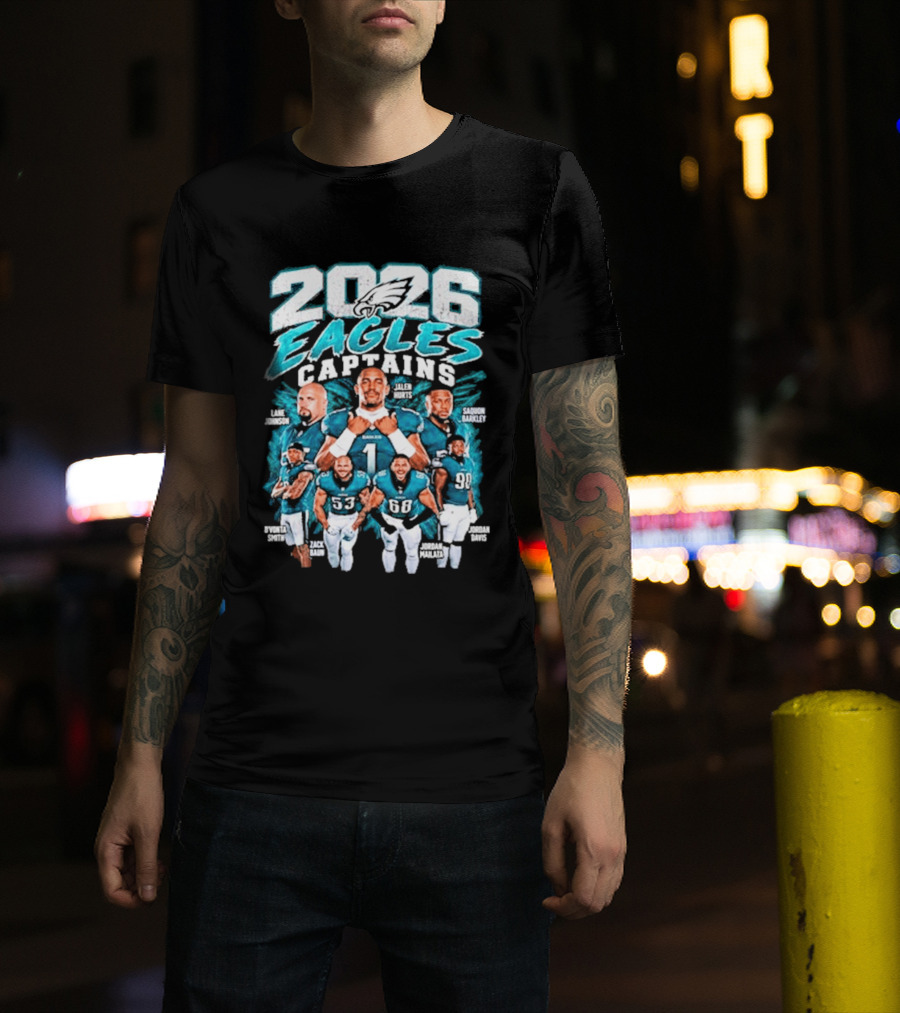 2026 Philadelphia Eagles Captains Black Collection T-Shirt