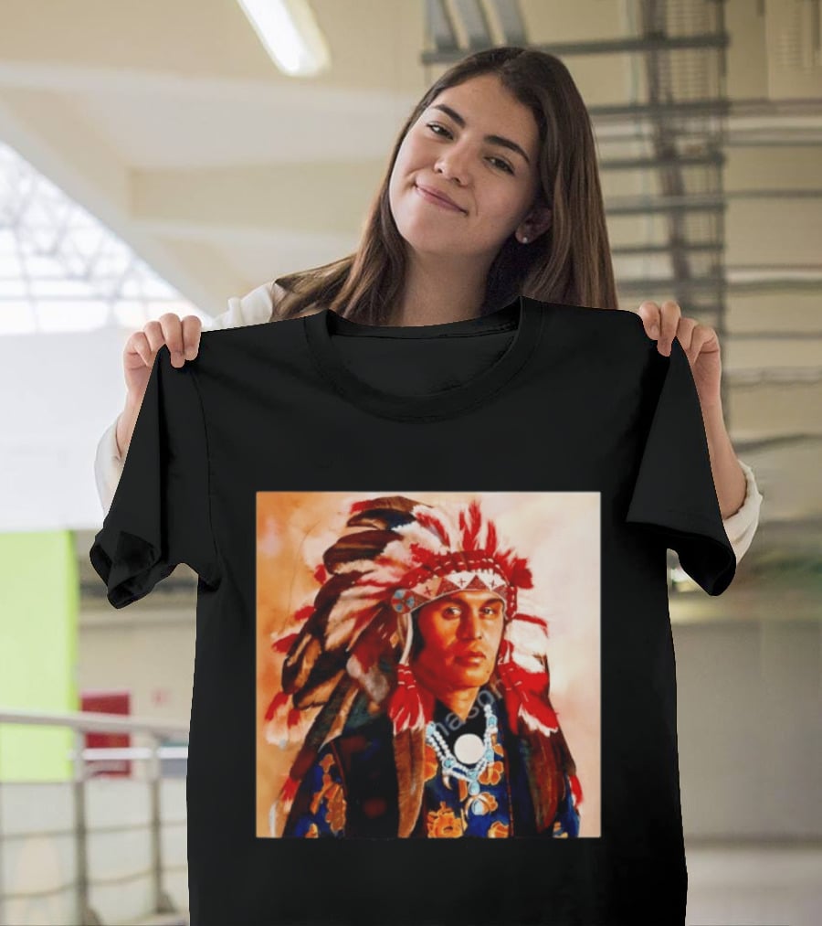 Chief Kirk Native American Indigenous Headdress And Traditional Attire T-Shirt