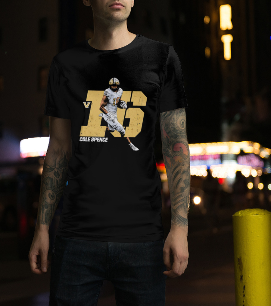 Vanderbilt Commodores Cole Spence 16 NCAA Football Player Pose T-Shirt