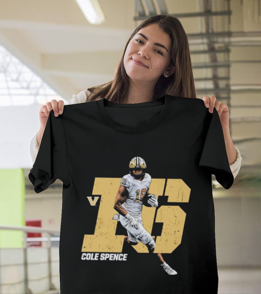 Vanderbilt Commodores Cole Spence 16 NCAA Football Player Pose T-Shirt