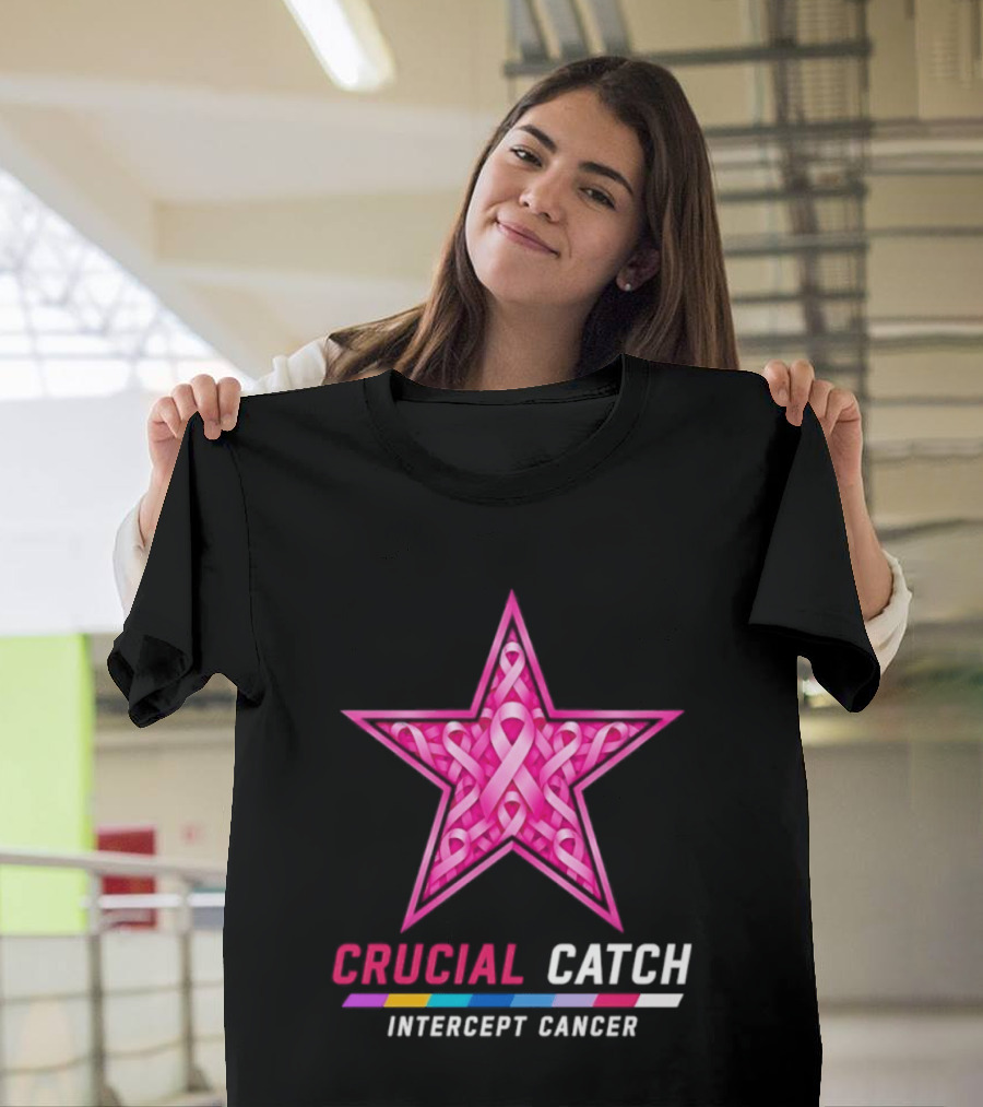 Dallas Cowboys 2026 Crucial Catch Intercept Cancer Pink Ribbon Star T-Shirt