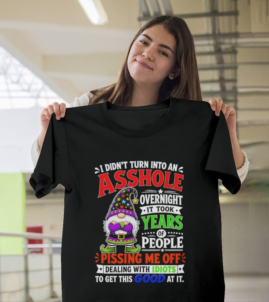 I Didn't Turn Into An Asshole Overnight It Took Years Of People Pissing Me Off Dealing With Idiots Gnome T-Shirt