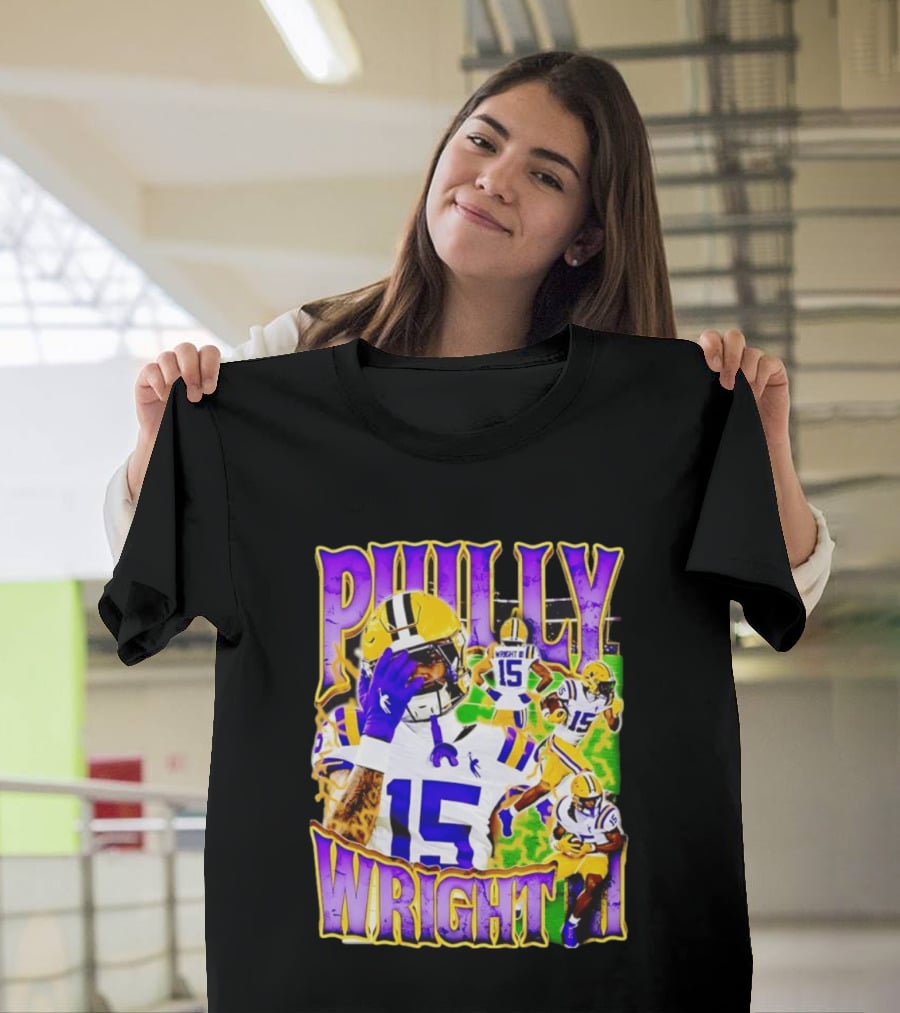 Philly Wright III LSU Tigers Football Number 15 Bayou NCAA Player T-Shirt