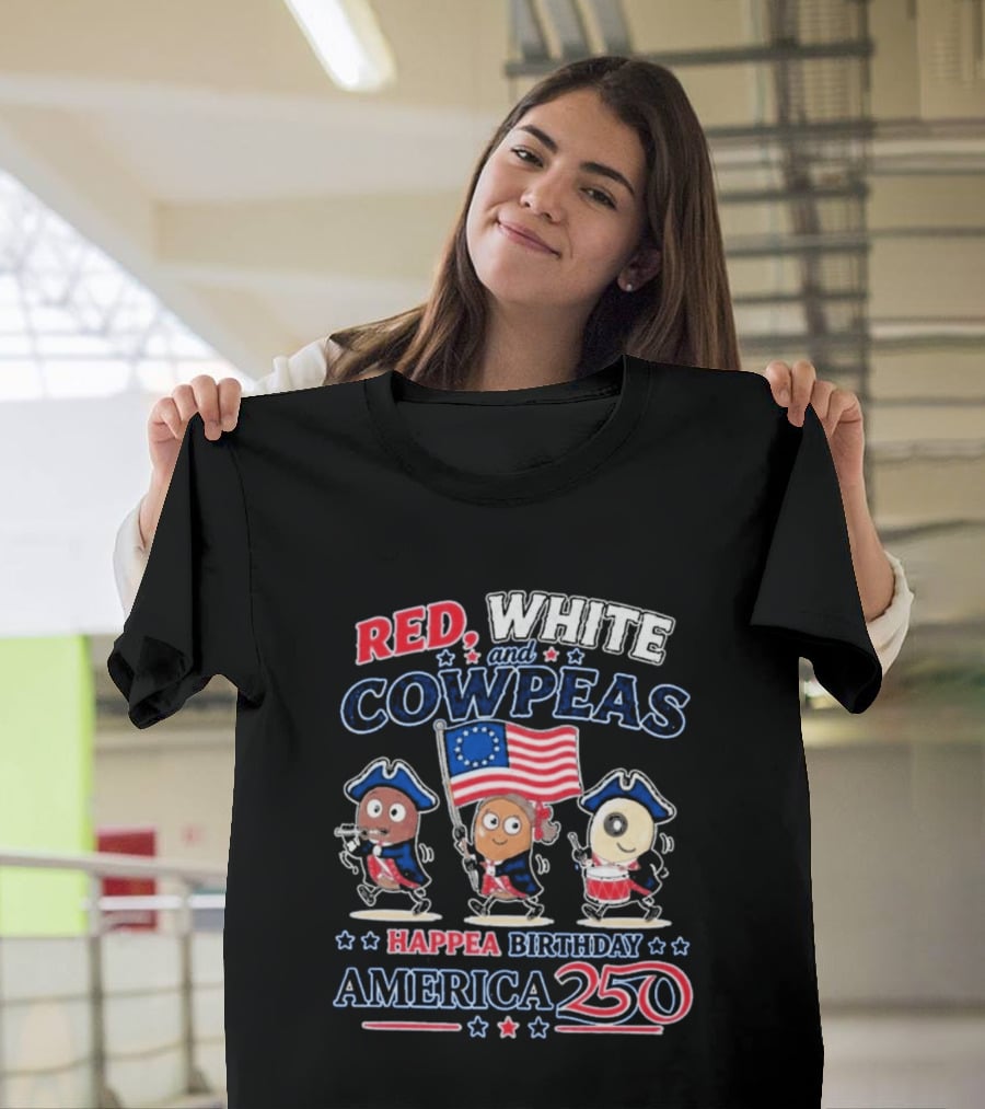Happea Birthday America 250 Red White Cowpeas Patriots Celebration T-Shirt