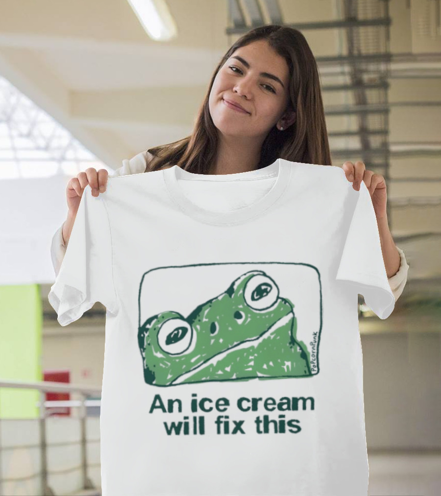 An Ice Cream Will Fix This Frog Retro Humor T-Shirt