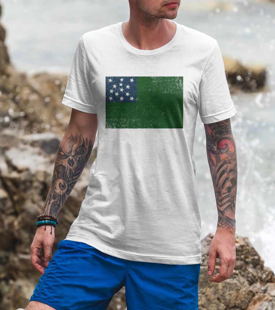 Vermont Historical Green Mountain Boys Flag Distressed T-Shirt
