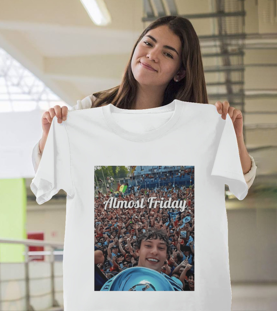 Kimi Antonelli Victory Selfie With Trophy After Winning 2026 Italian Grand Prix At Monza Almost Friday T-Shirt