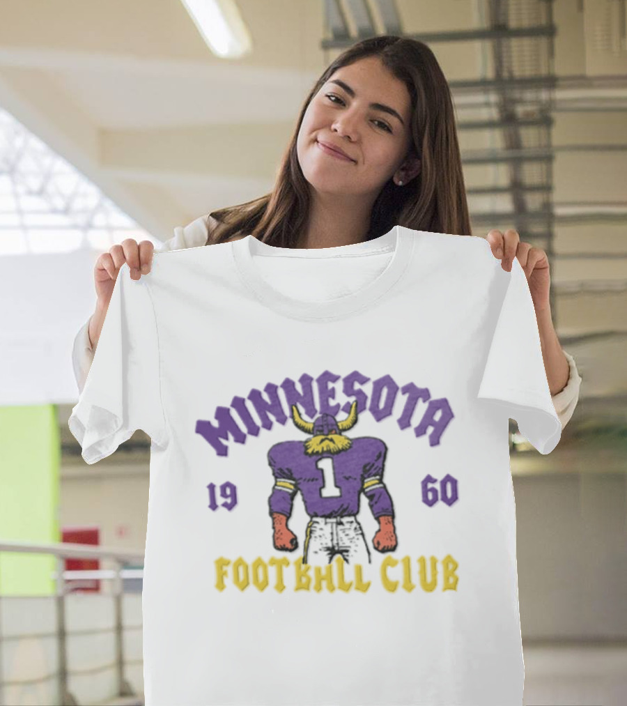 Minnesota Vikings 1960 Football Club Retro Horned Player Purple Yellow T-Shirt
