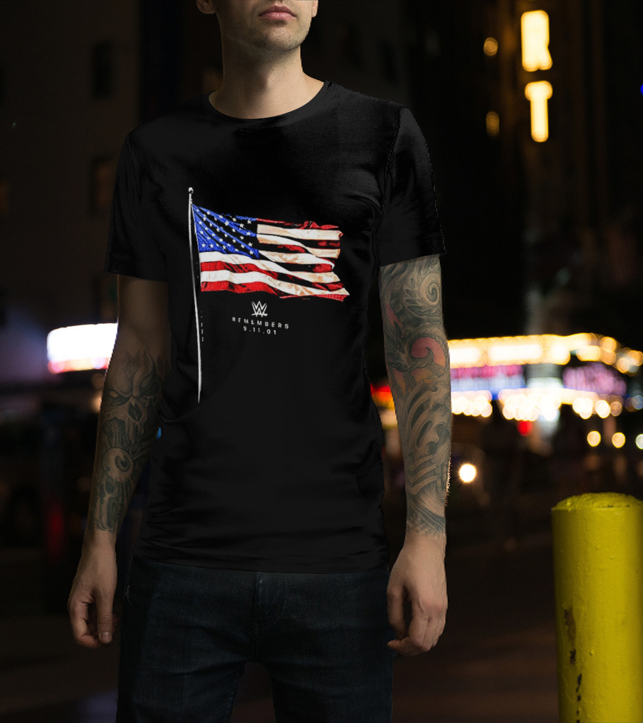 WWE Remembers American Flag Patriot Tribute Vintage Look T-Shirt