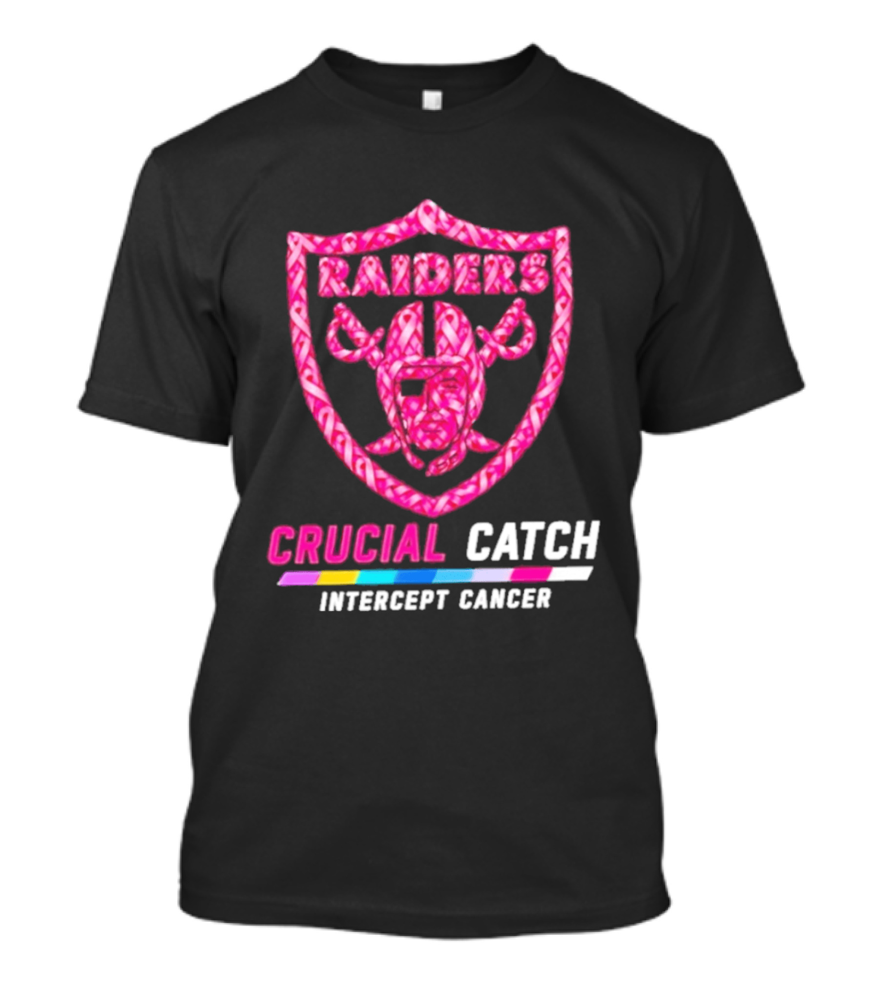 Las Vegas Raiders Crucial Catch Intercept Cancer Pink Ribbon Logo 2026 T-Shirt