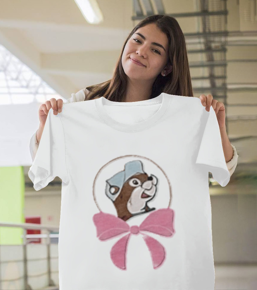 Buc Ee's Beaver With Pink Bow Icon In Circle T-Shirt