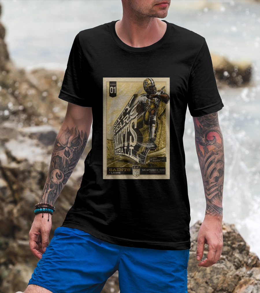 New Orleans Saints Vs Detroit Lions 60th Anniversary John Gilliam Tribute September 13 2026 Ford Field T-Shirt