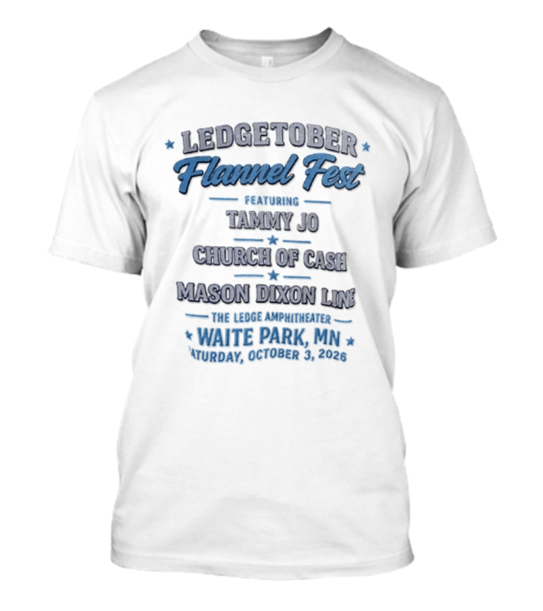 LedgeTober Flannel Fest Tammy Jo Church Of Cash Mason Dixon Line Live Waite Park MN October 3 2026 T-Shirt
