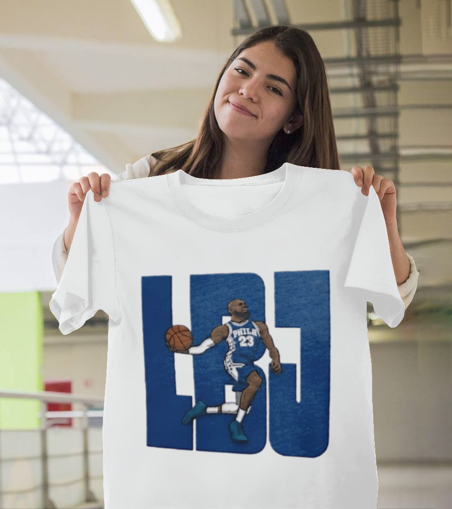 Philadelphia 76ers LBJ 23 Dribbling Basketball Caricature T-Shirt