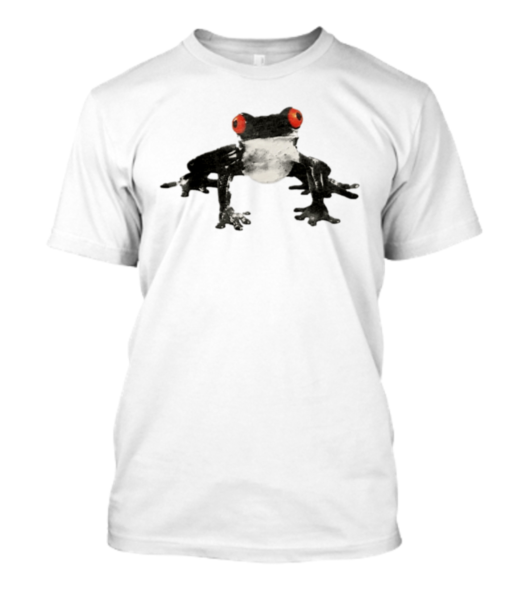 Red Eyed Tree Frog Black And White Monochrome Contrasting T-Shirt