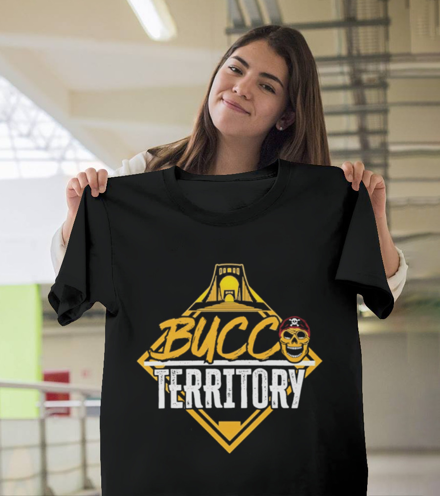 Bucco Territory Pittsburgh Pirates Fan Apparel With Skull And Ballpark T-Shirt