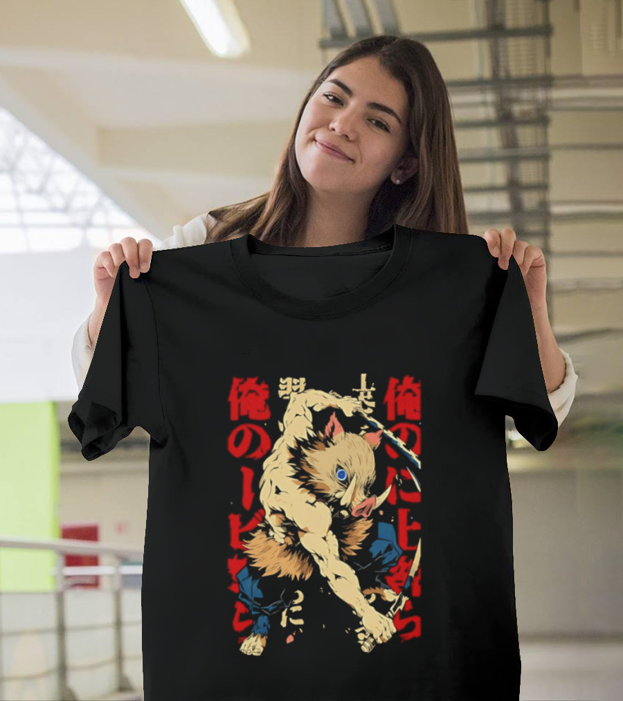 Inosuke Hashibira Beast Breathing Kanji Art Demon Slayer Anime T-Shirt