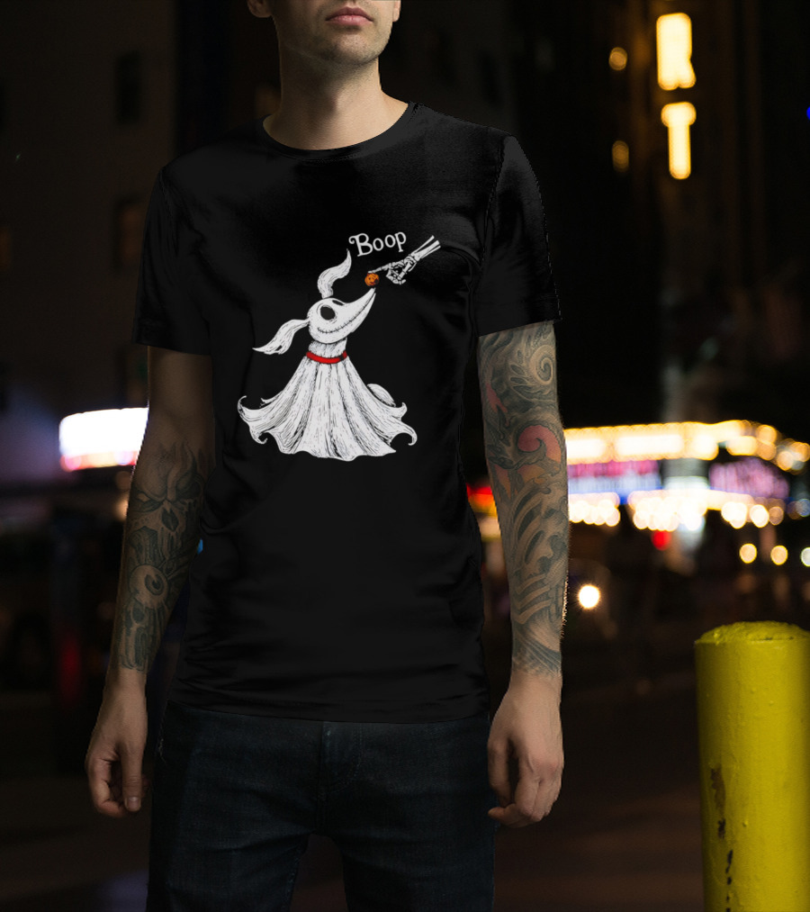 Zero Dog Boop Halloween Skeleton Hand Ghost Dog Pumpkin Nose T-Shirt