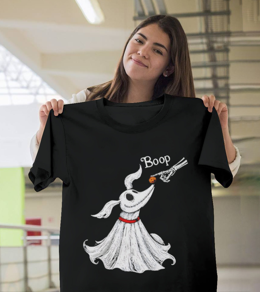 Zero Dog Boop Halloween Skeleton Hand Ghost Dog Pumpkin Nose T-Shirt