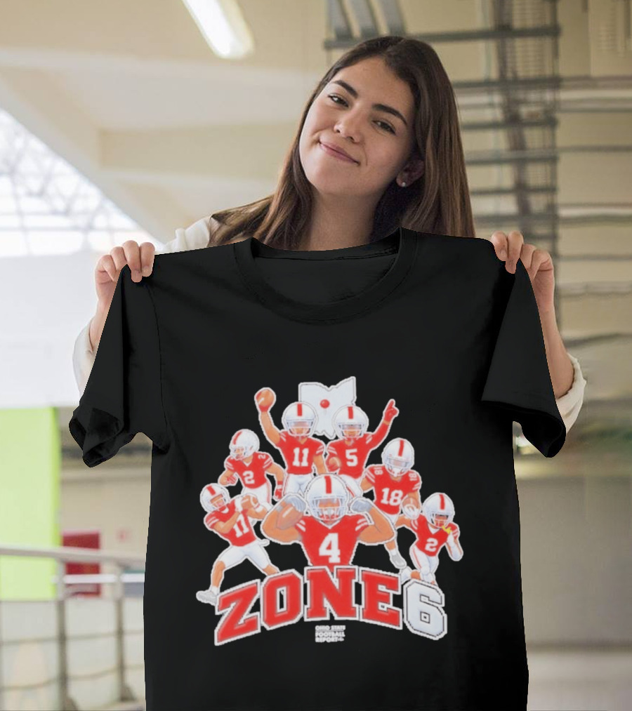Zone 6 Ohio State Buckeyes Football Players Pose With State T-Shirt