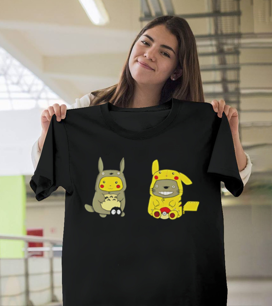 Pikachu Pokémon My Neighbor Totoro Studio Ghibli Crossover Characters T-Shirt