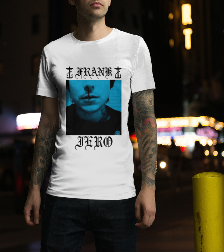 FRANK IERO Bloody Nose Blue White T-Shirt