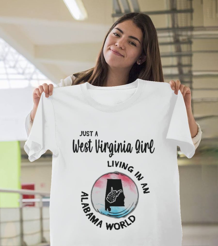 West Virginia Girl In Alabama World Map T-Shirt