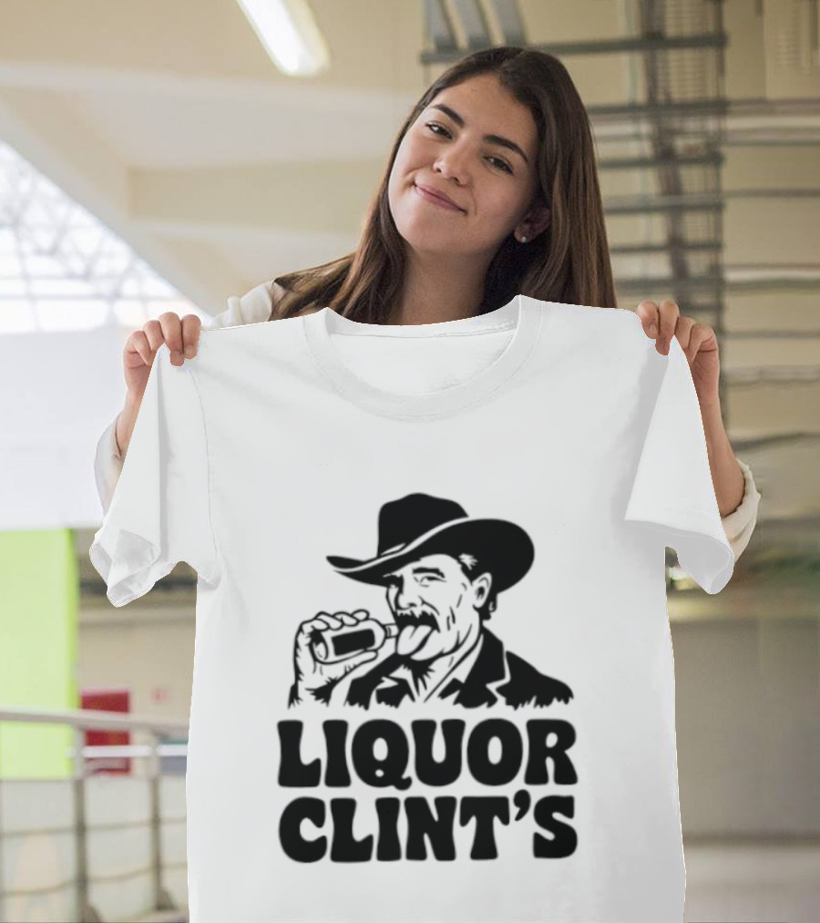 Liquor Clint's Clint Eastwood Western Cowboy Drinking Whiskey T-Shirt