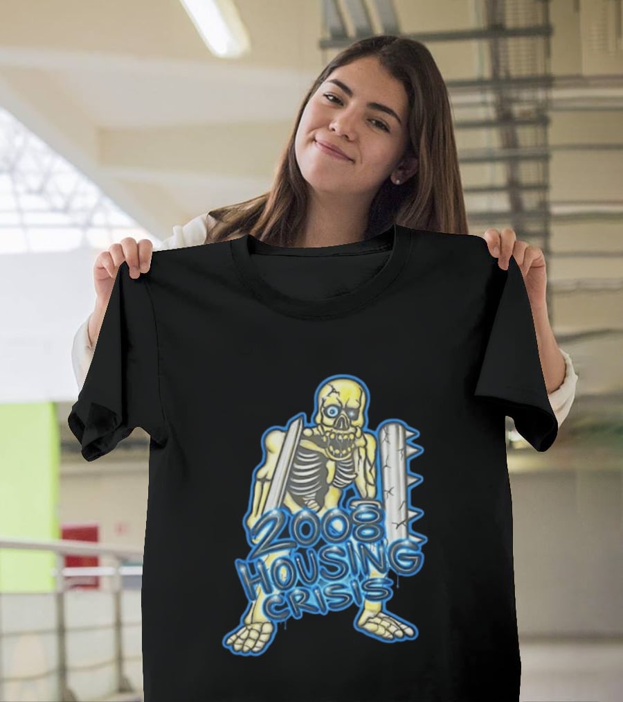 2008 Housing Crisis Skeleton Economic Crash Iconic Visual Representation T-Shirt