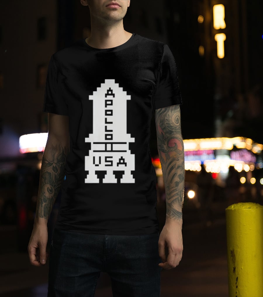Apollo USA Rocket NASA Pixel T-Shirt