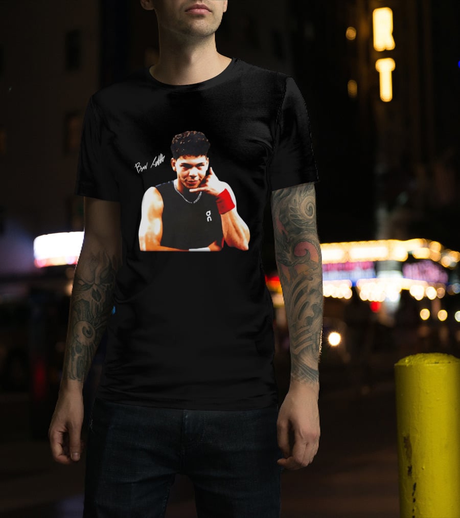 Ben Shelton Phone Gesture On Athletic Tank With Red Wristband T-Shirt