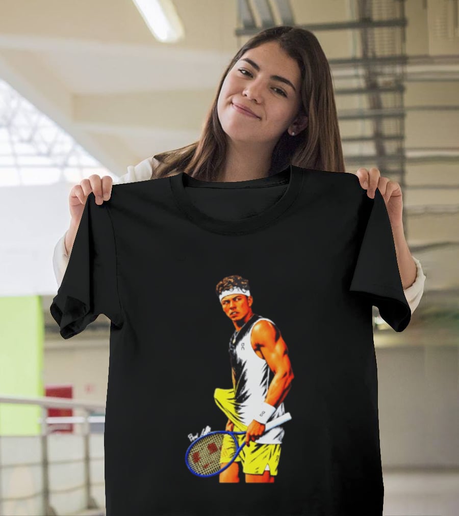 Ben Shelton Tennis Player 2026 Cartoon With Headband And Racket T-Shirt