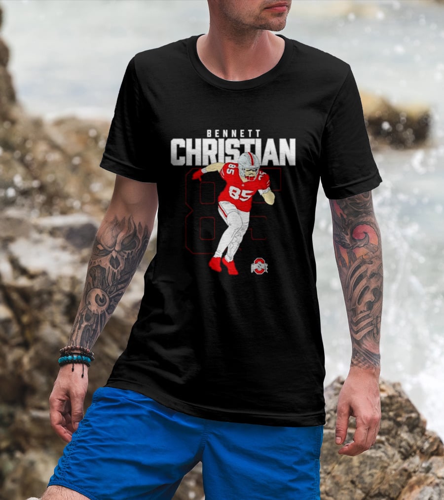 Bennett Christian 85 Ohio State Buckeyes Football Player Caricature T-Shirt
