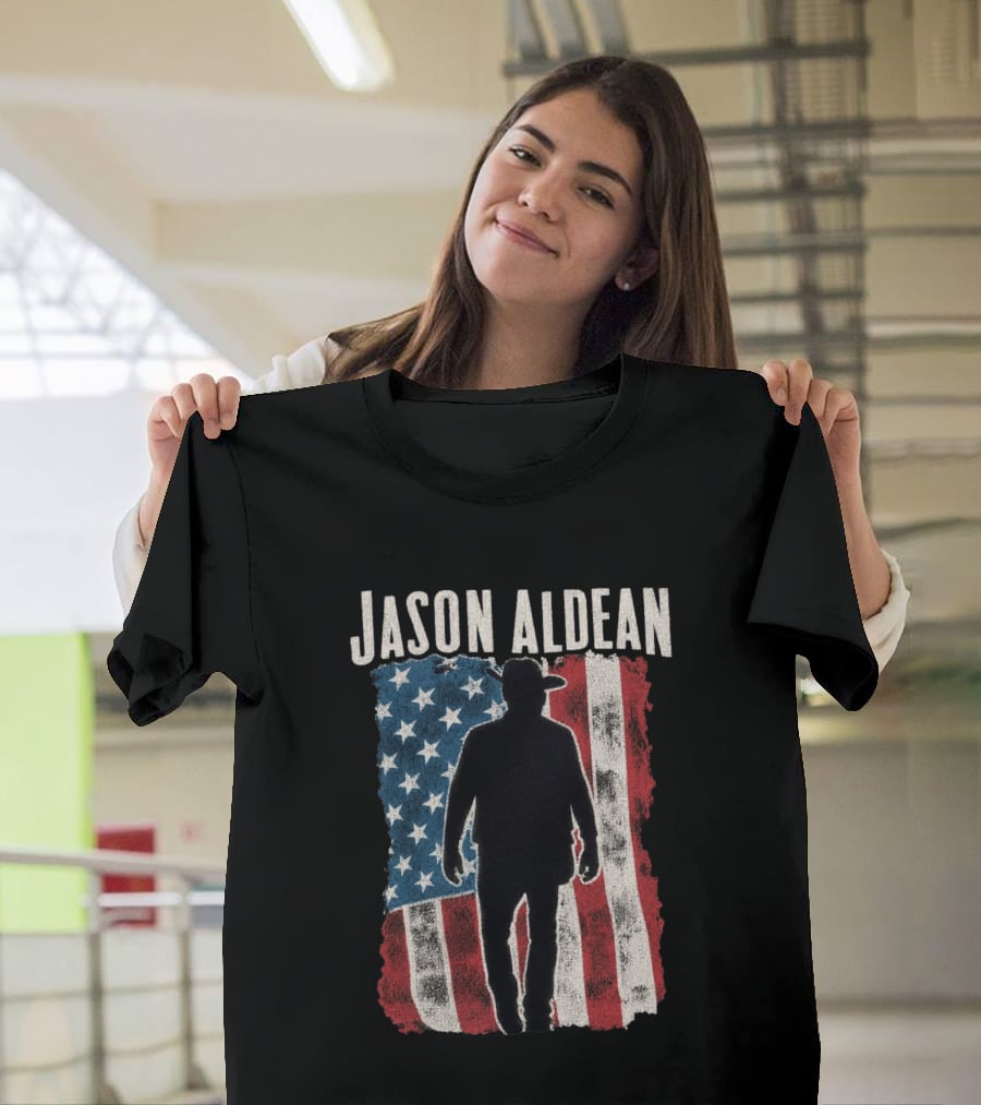 Jason Aldean Tour 2026 American Flag Cowboy T-Shirt