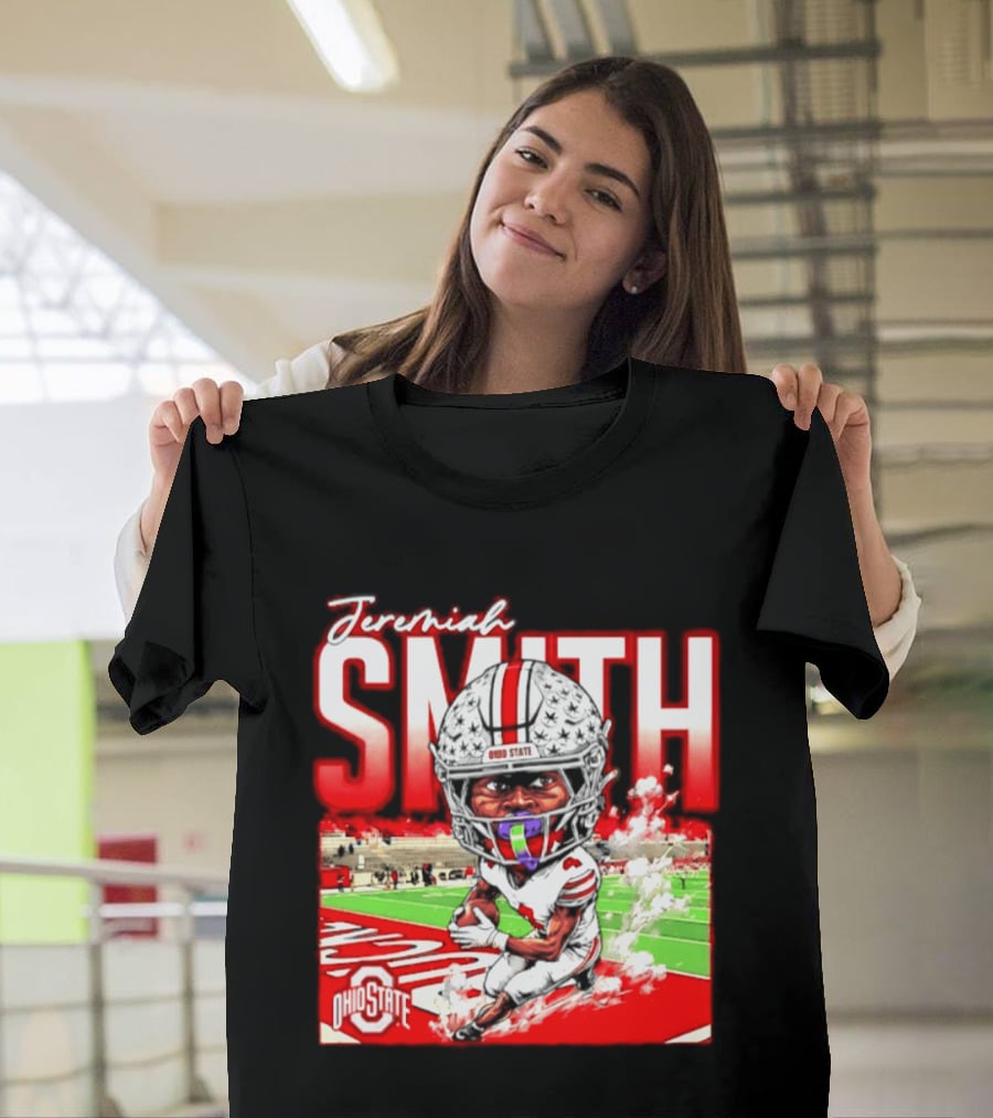 Jeremiah Smith Ohio State Buckeyes NCAA Player Running Caricature T-Shirt