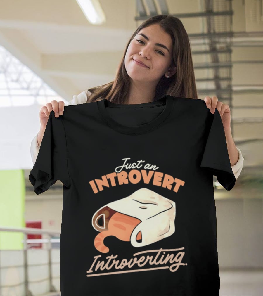 Just An Introvert Introverting Cat In A Bag T-Shirt