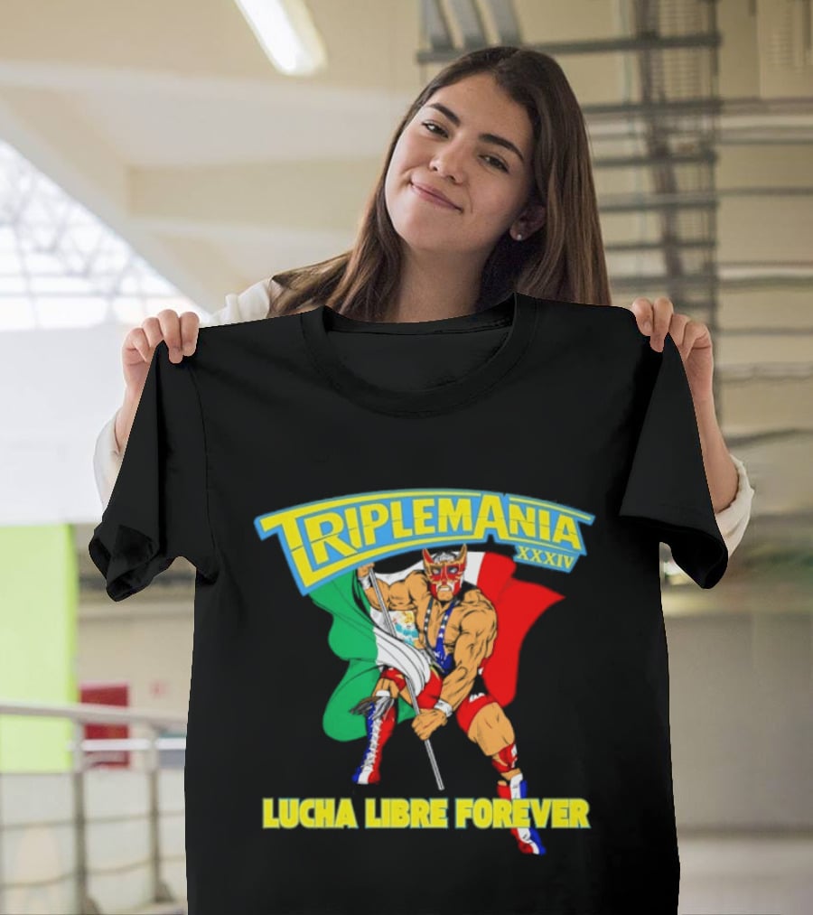 Triplemania XXXIV Lucha Libre Forever Wrestler Mexican Flag T-Shirt