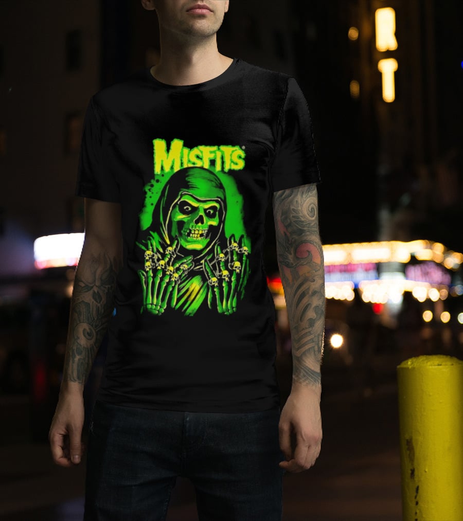 Misfits Fiend Club 26 Punk Rock Jerry Only Skull Neon Green T-Shirt