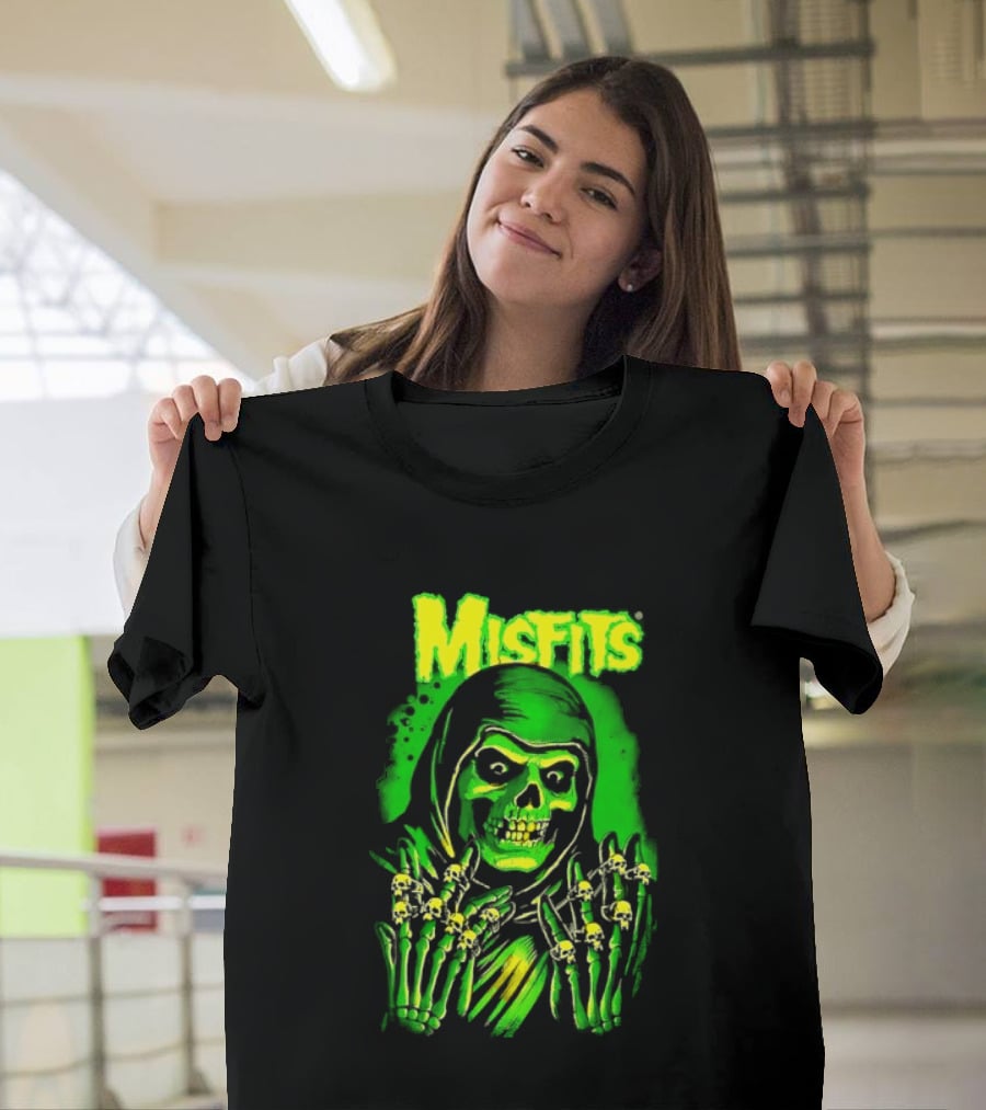 Misfits Fiend Club 26 Punk Rock Jerry Only Skull Neon Green T-Shirt