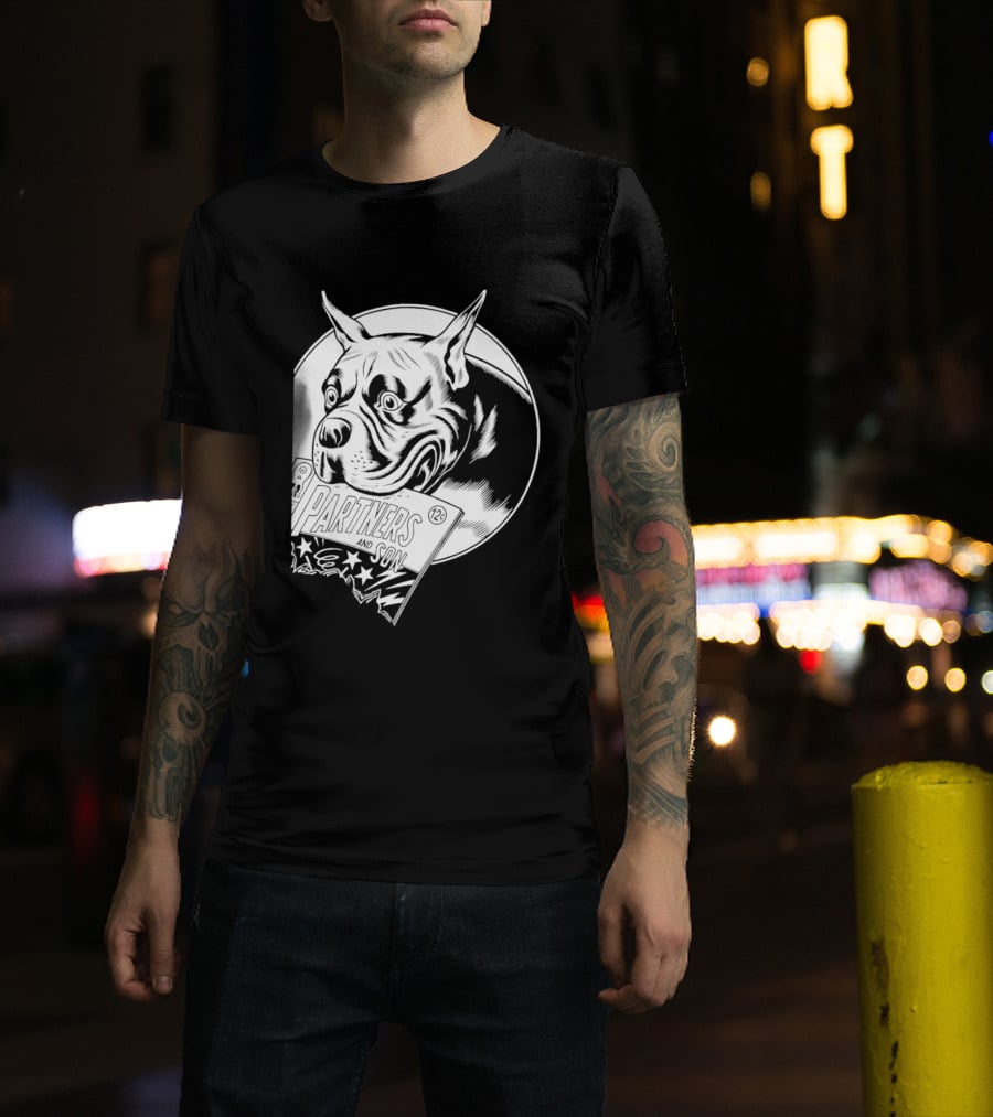 Pitbull Dog Comic Book With Biting Graphic And Stars T-Shirt