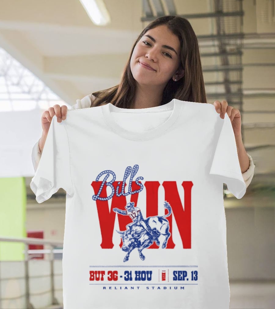 Bills Win BUF 36 31 HOU Week 1 Sep 13 Reliant Stadium Retro Style Football Victory Celebration T-Shirt