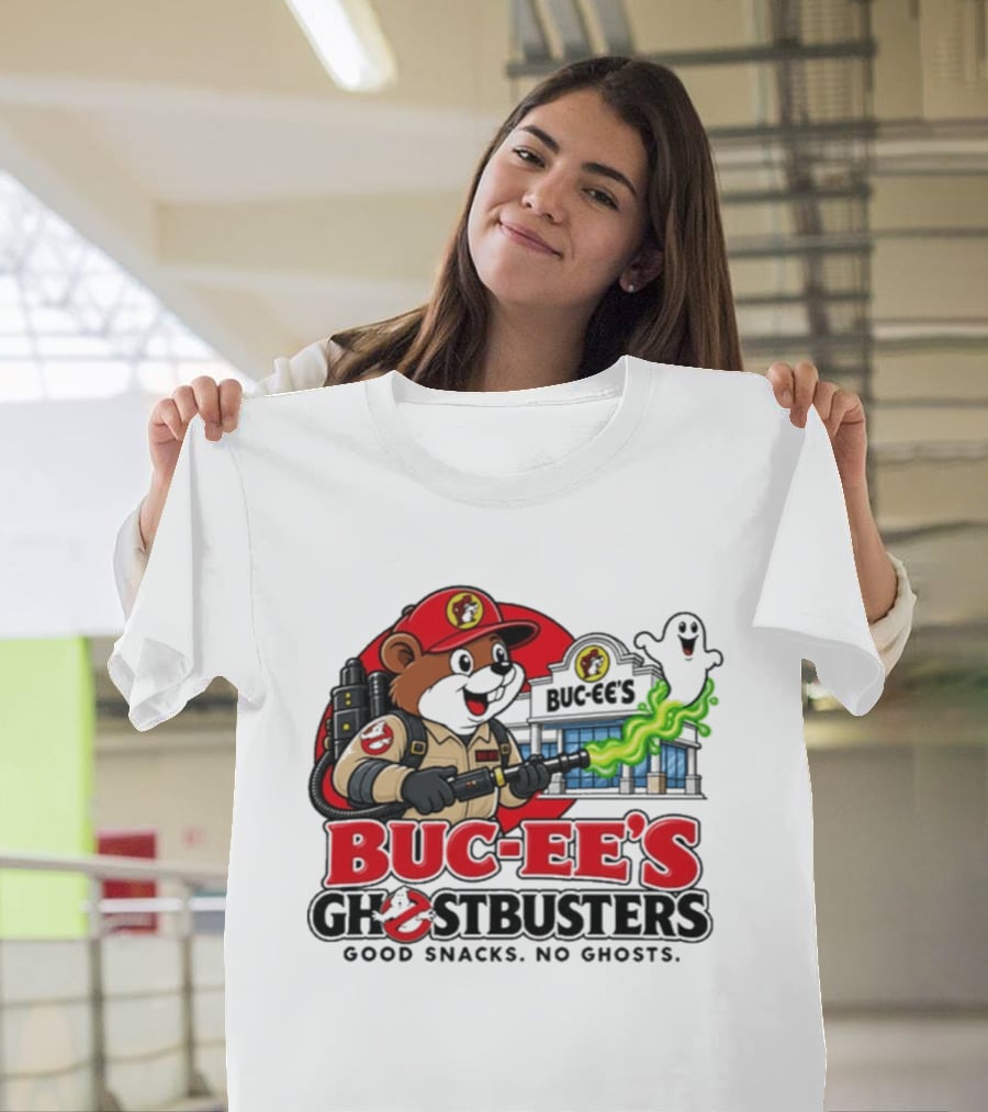 Buc Ee's Ghostbusters Good Snacks No Ghosts Ghostbuster T-Shirt